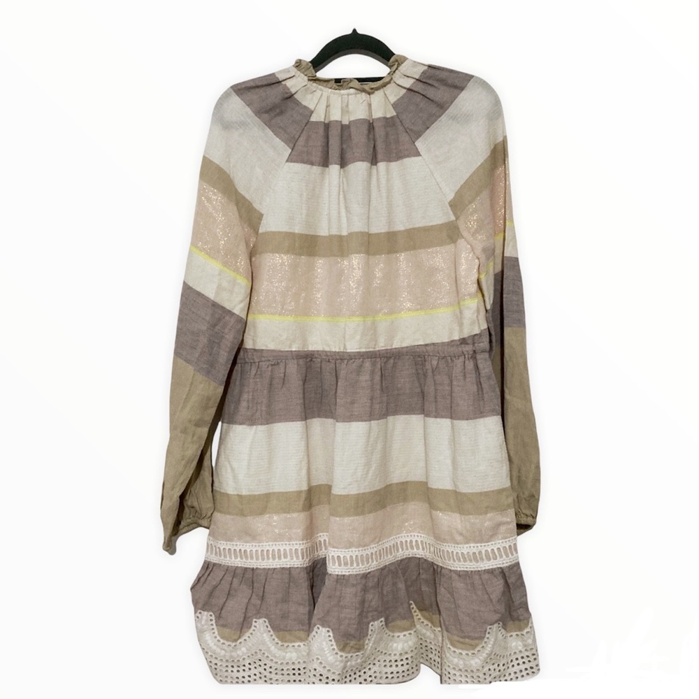 Hemant & Nandita Mana Stripe Ivory Mini Long Sleeve Tassel Dress Size M NWOT - Picture 9 of 10